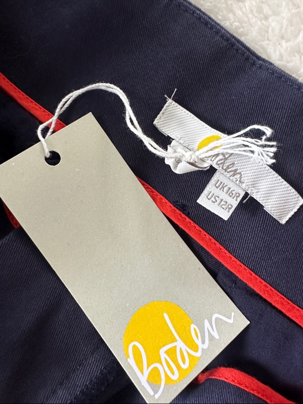Nwt Boden Berkeley Tapered Trousers Women 12 Blue High Waist Coastal Preppy - Picture 5 of 9